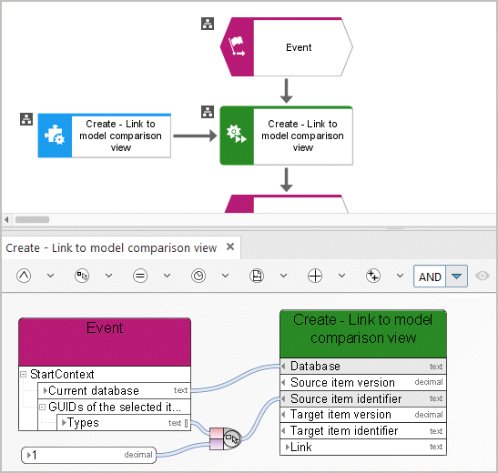 Create - Link to model comparison view