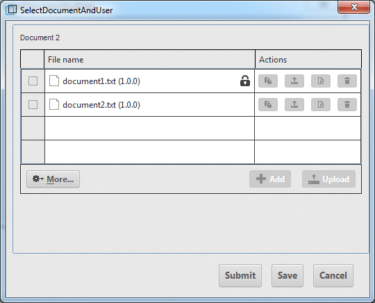 Dialog for documents