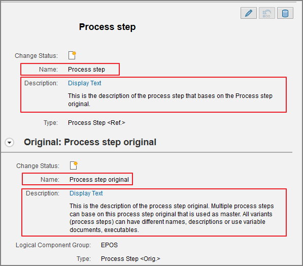 Process step properties
