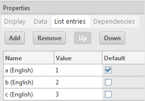 Static combo box with labels and values